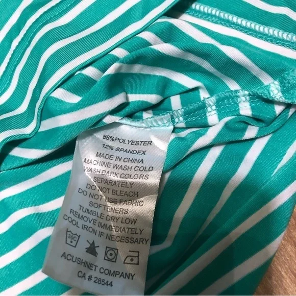 FootJoy Short Sleeve Golf Shirt Polo Mens Size Large Green Stripes W Emblem - Picture 7 of 7